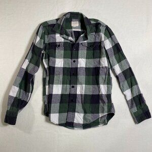 American Eagle Long Sleeve VTG Classic Flannel Mens Small Green and Black Plaid